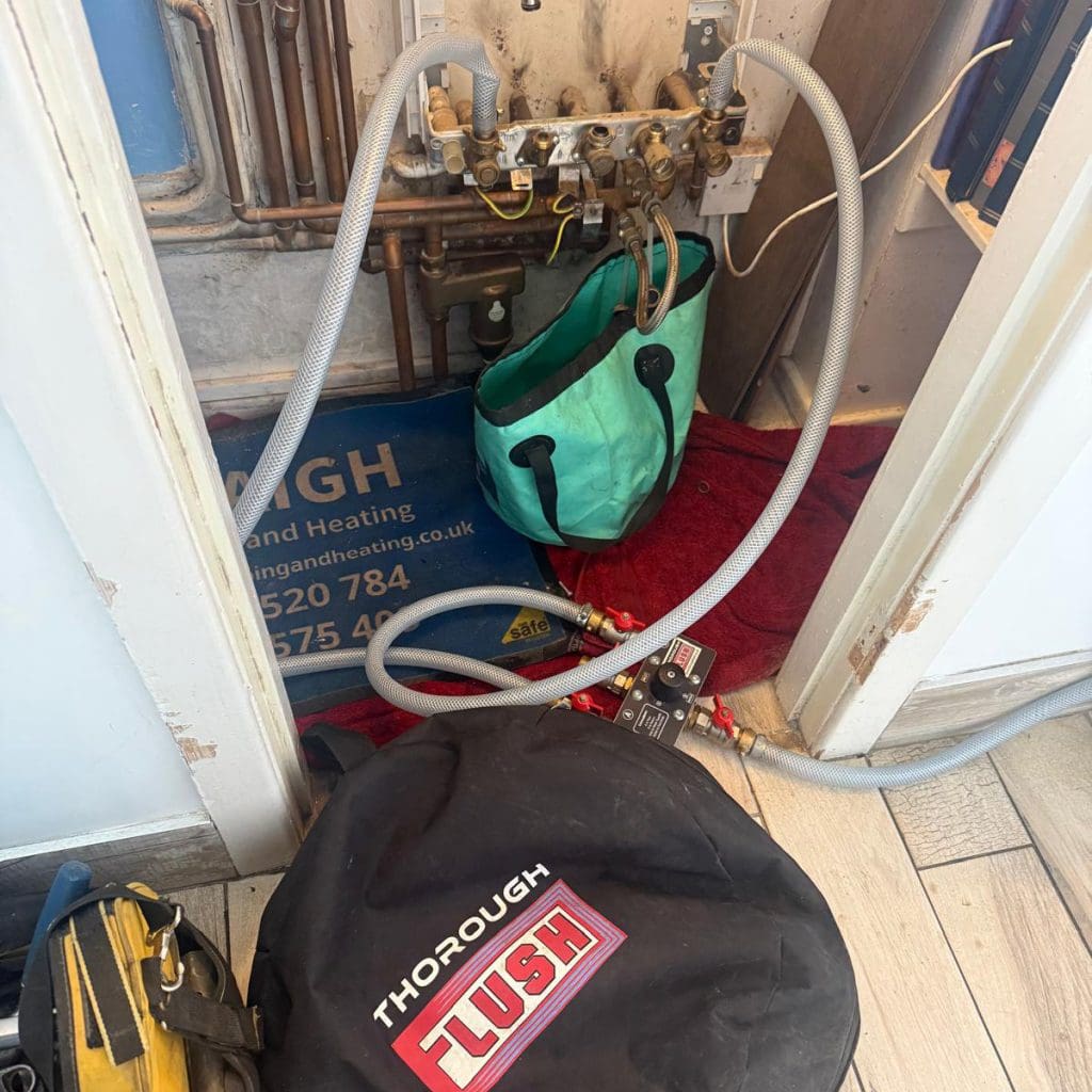 Power flushing out old water to replace with new clean water Square