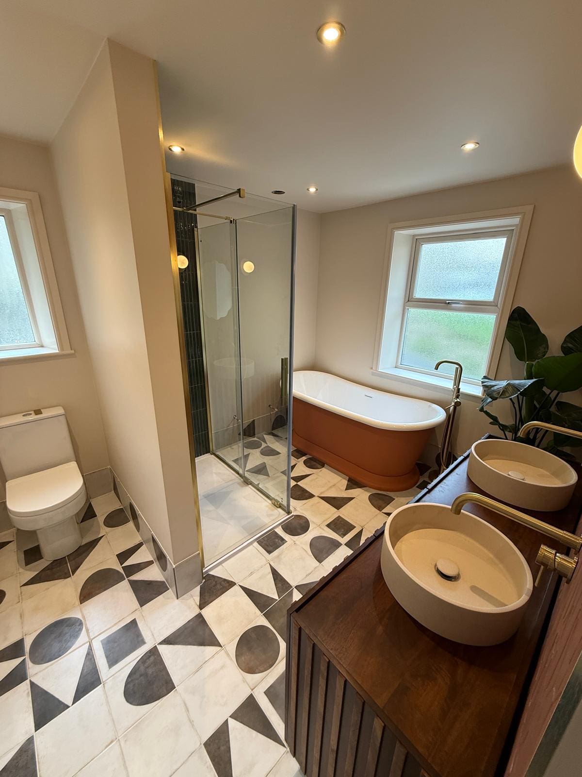 Modern walk-in shower installation in Huddersfield with premium fittings and contemporary bathroom design